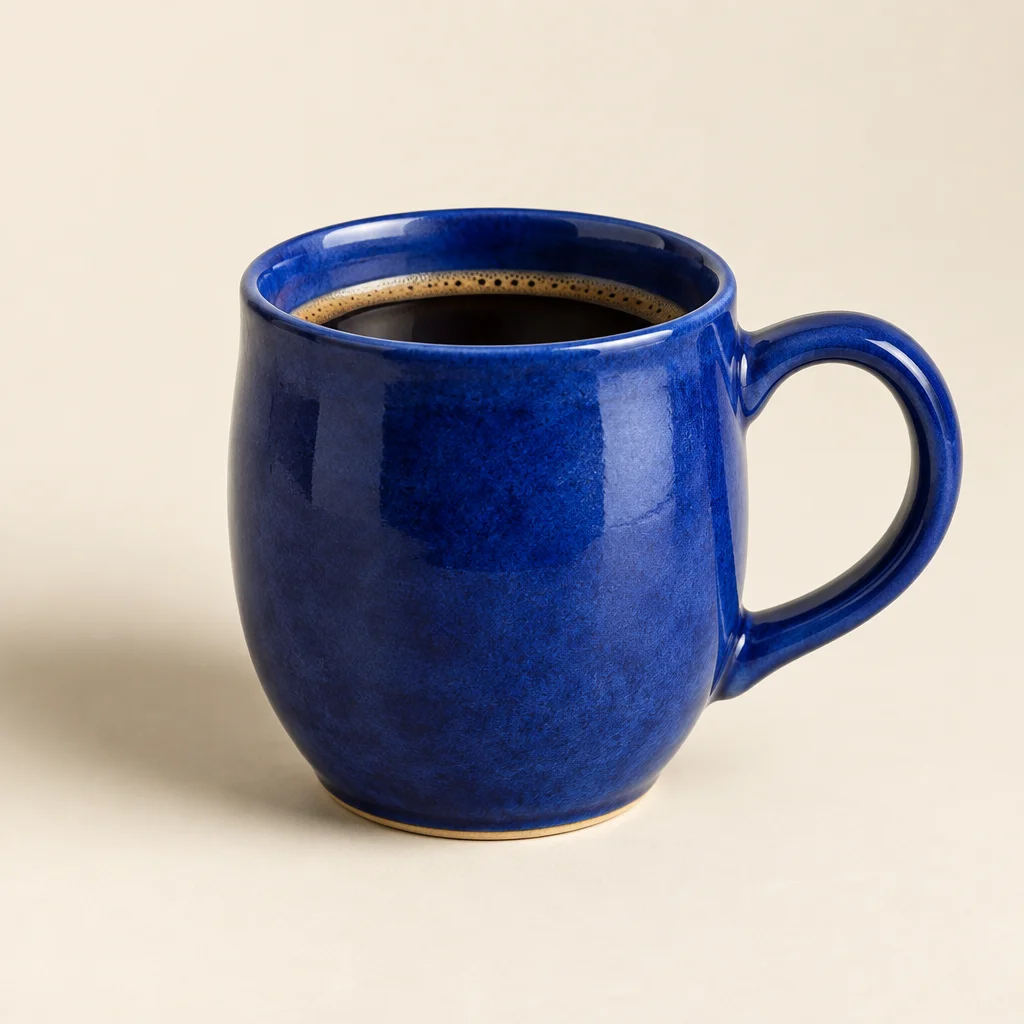 GPT Image 2.5 Flare generated a cobalt-blue ceramic coffee cup with soft studio lighting